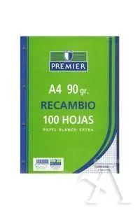 Recambio Liso Premier A4 100 Hojas Papel 90Gr
