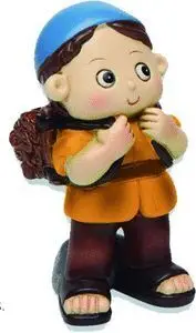 Figura Pastor con Leña Resina Redondito 9,5Cms. Ca