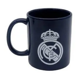 Taza Ceramica Azul con Escudo Blanco en Caja Real