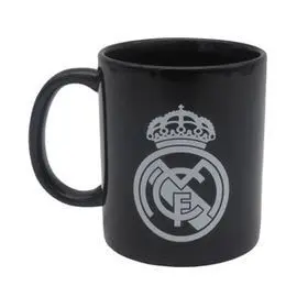 Taza Ceramica Negra con Escudo Blanco en Caja Real
