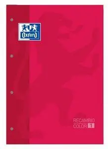Recambio A4 4 Taladros 80H Cuadro 5Mm Oxford Rojo