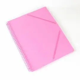 Carpeta Espiral 40 Fundas A4 Bolsillo Rosa Pastel