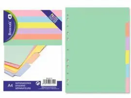 Separadores Pastel Carton A4 6 Departamentos Bisma