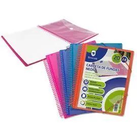 Carpeta Pp Espiral 20 Fundas Neon Surt