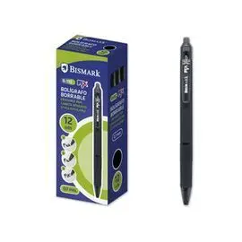 Boligrafo Borrable con Clip Negro Cj 12