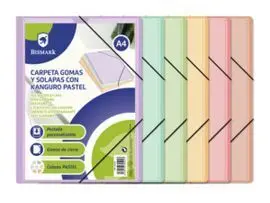 Carpeta A4 Gomas y Solapas Pp Kanguro Pastel