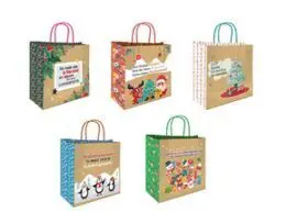 Bolsa Kraft Navidad Mensajes 26X8X24Cm