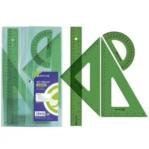 Set 4 Reglas Acrilicas Verdes en Funda
