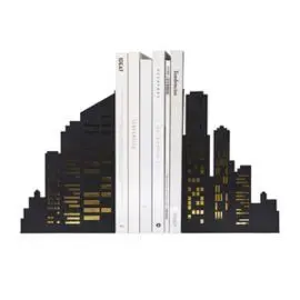 Sujetalibros Metal Negro Skyline con Luz,2Xaa