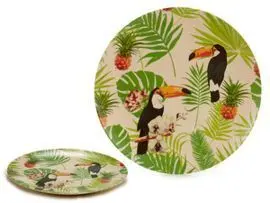 Plato Llano Fibra Bambu Hojas 25 cm