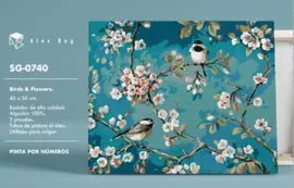 Pintar por Numeros Flores con Pajaro