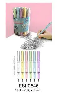 Bote Pvc 30 Lapices Infinitos 6 Colores Pastel