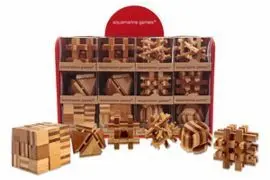 Expositor Madera Lacada 12 Juegos Bamboo Puzzle