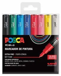 Marcadores Uni Posca Pc1M Estuche 8 Colores Basico