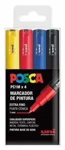 Marcadores Uni Posca Pc1M Estuche 4 Colores Basico