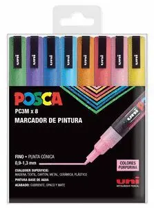 Marcadores Uni Posca Pc3M Estuche 8 Colores Sparkl