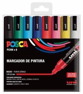 Marcadores Uni Posca Pc5M Estuche 8 Colores Basico