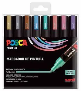 Marcadores Uni Posca Pc5M Estuche 8 Colores Metal
