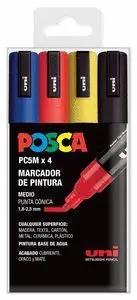 Marcadores Uni Posca Pc5M Estuche 4 Colores Basico