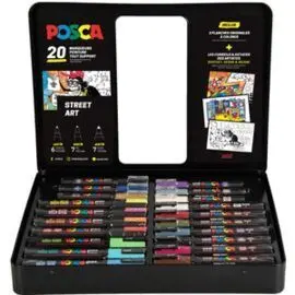 Marcador Uni Posca 20 Pzas Caja Metal