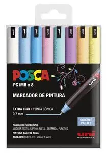 Marcador Posca Pc-1Mr 8 Colores Pastel