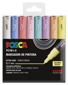 Marcador Posca Pc-1M 8 Colores Pastel