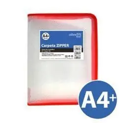 Carpeta A4 Pp con Cremallera Zipper Rojo