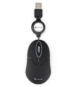Ratón Negro para Portátil con Cable Retráctil Ngs