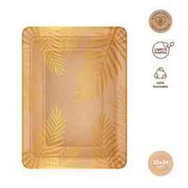 Bandeja Rectangular Carton 25X34Cm Kraft Hot Stamp