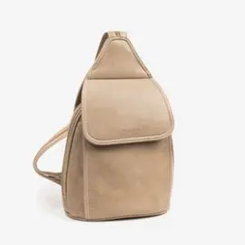 Mochila de Tiras con Cremallera y Solapa Camel