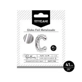 Globo Poliamida Letra C 41Cm-16 Plata Metalizado 1
