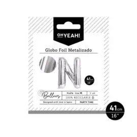Globo Poliamida Letra N 41Cm-16 Plata Metalizado 1