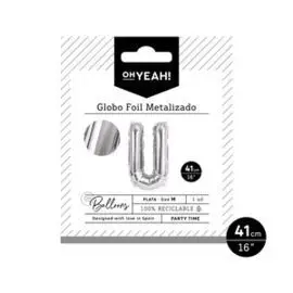 Globo Poliamida Letra u 41Cm-16 Plata Metalizado 1