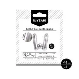 Globo Poliamida Letra W 41Cm-16 Plata Metalizado 1