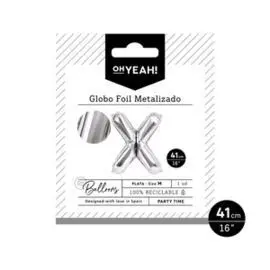 Globo Poliamida Letra X 41Cm-16 Plata Metalizado 1