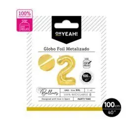 Globo Poliamida Nº2 100Cm Oro Metalizado Apto Heli
