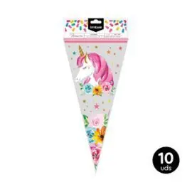 Bolsa Chuches Unicorn 18X37Cm Plastico 10 uds