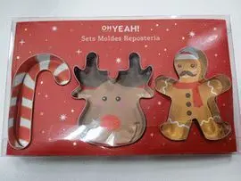 Set Moldes Reposteria Reno, Baston y Galleta Navid
