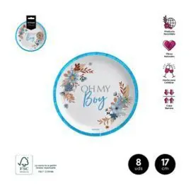 Platos Llanos Postre Boy Azul Pastel Ø17Cm Carton