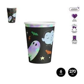 Vasos Halloween Truco o Trato con 270 Cc Carton 6