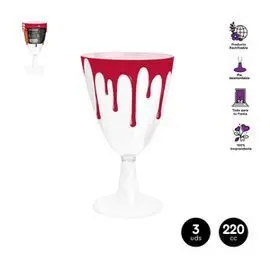 Copas Halloween Sangre Pie Transparente 220Cc 3 ud