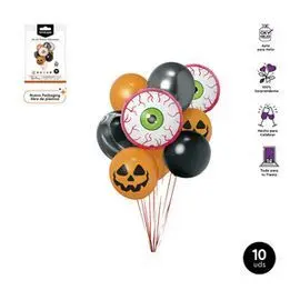Set 10 Globos Halloween Surtidos 30Cm - 12 Latex +