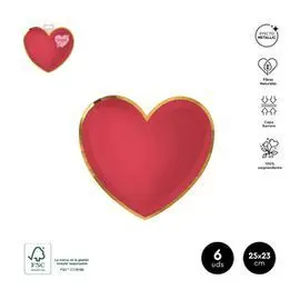 Set 6 Platos Forma Corazon 25X23Cm Carton Fsc Mix7