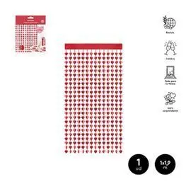 Cortina Foil Corazones Rojos 1X1,90 M