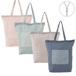 Bolsa Algodon con Cremallera Bolsillo Vichy Surtid