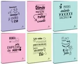 Carpeta Folio 4 Anillas 40Mm Mixtas 6 Frases Color
