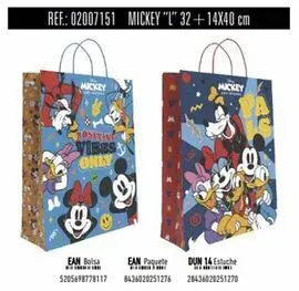 Bolsa Regalo Papel Mickey Disney 14X32X40 Asa Reto