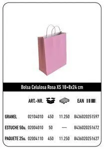 Bolsa Celulosa Xs 18+8X24 Rosa