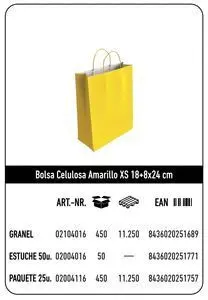 Bolsa Celulosa Xs 18+8X24 Amarillo
