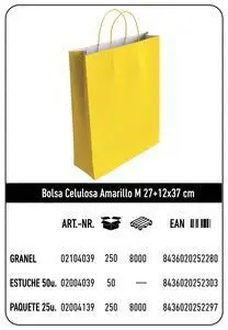 Bolsa Celulosa M 27+12X37 Amarillo